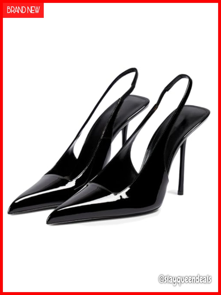 Pointed Toe Stiletto Heels Slingback Patent Leather Pumps Dress Shoes